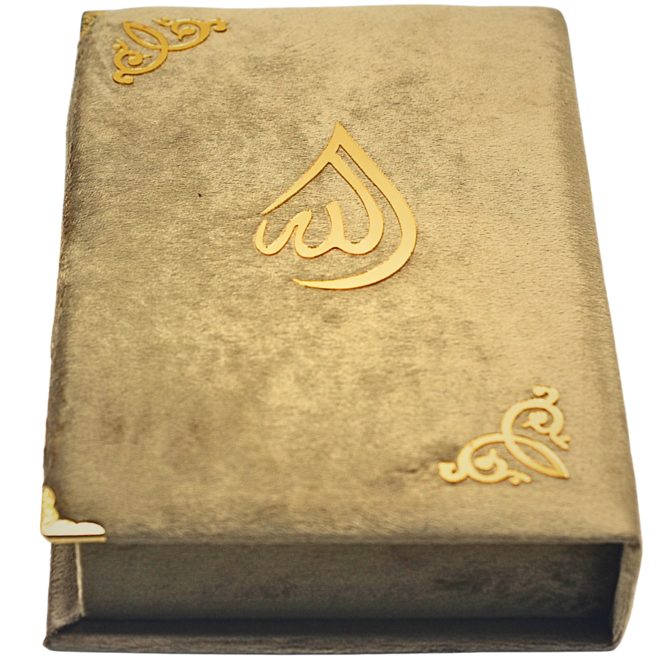 Quran Gift Box, Gold Velvet (for 14 × 21 cm Quran) (Taj B76V1-GOLD) | قرآن گفٹ باکس، سنہری مخمل